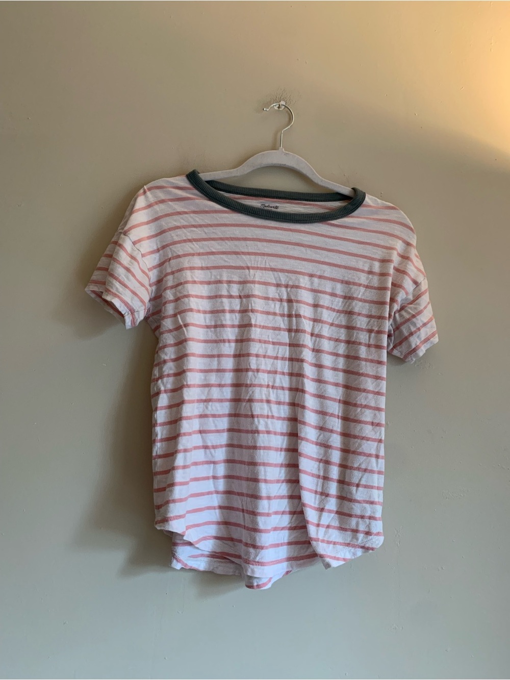 Madewell Striped Short-Sleeve Tee Shirt Top Small Casual Summer Spring Pink